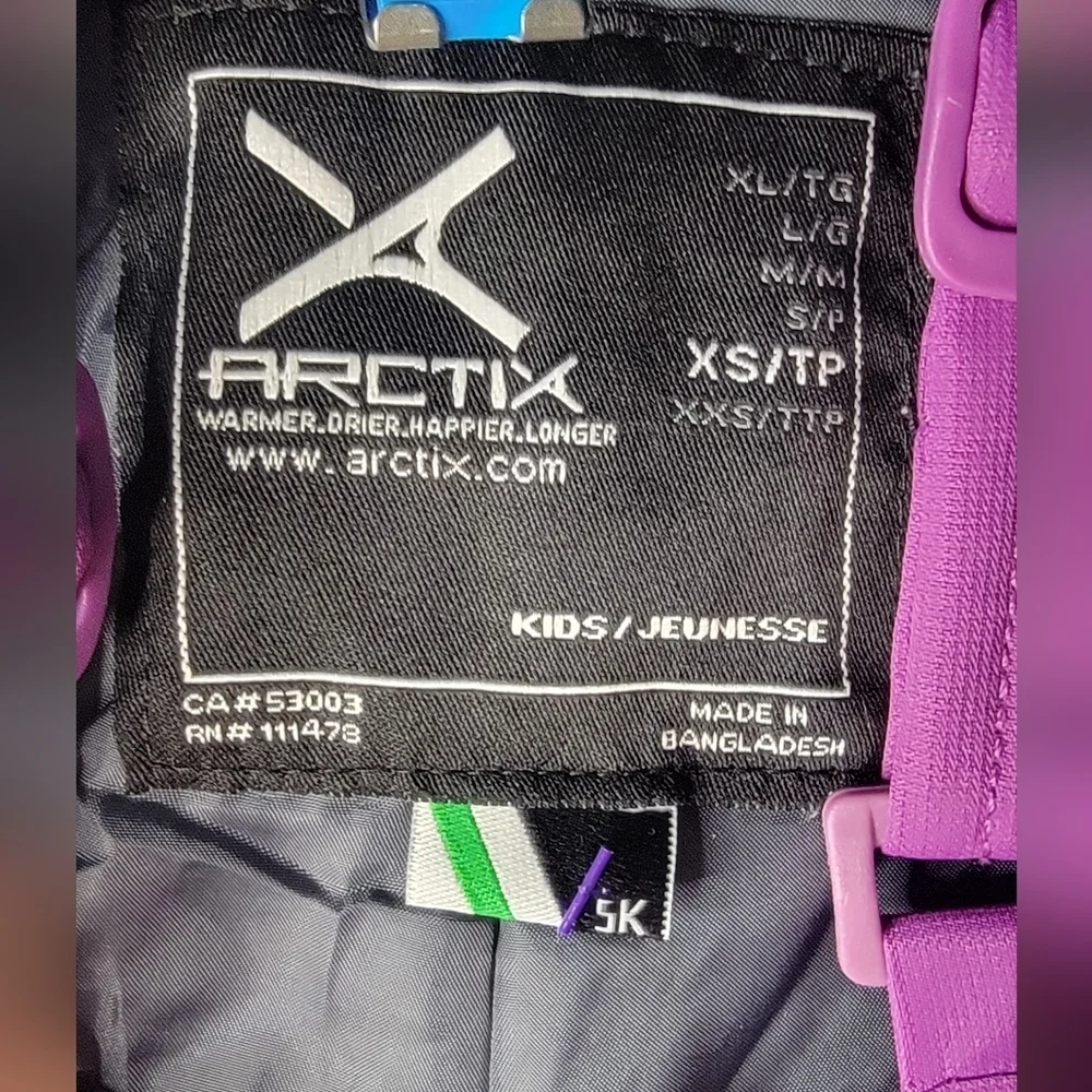 Arctix toddler girls ski overalls size XS (4/5) purple.